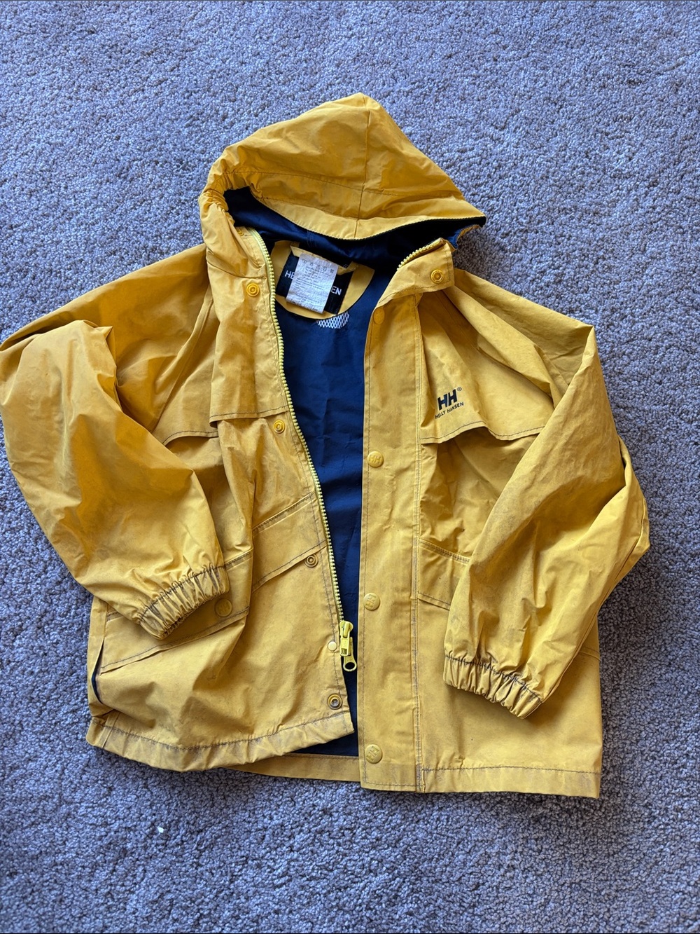 Helly Hansen Kids Mustard Yellow Hooded Raincoat